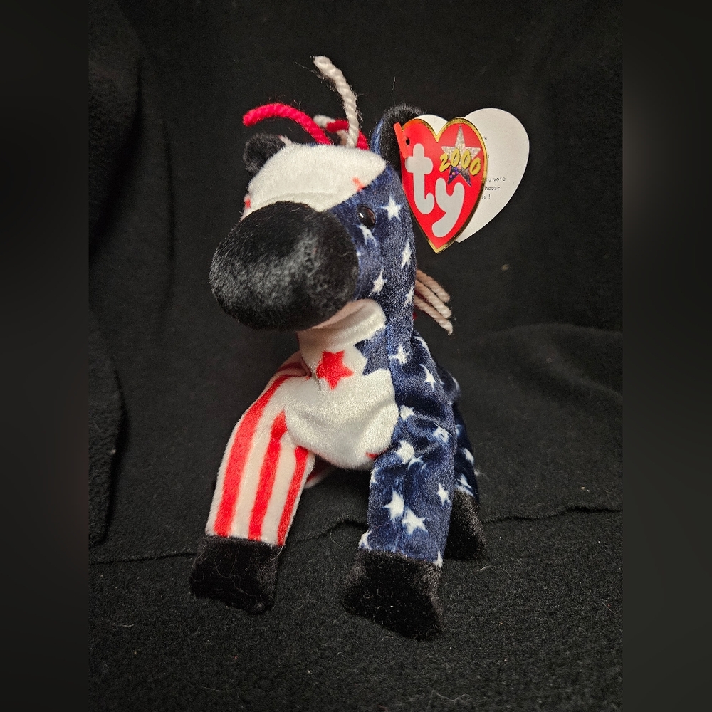 TY Beanie Baby Lefty 2000 Political Donkey RARE